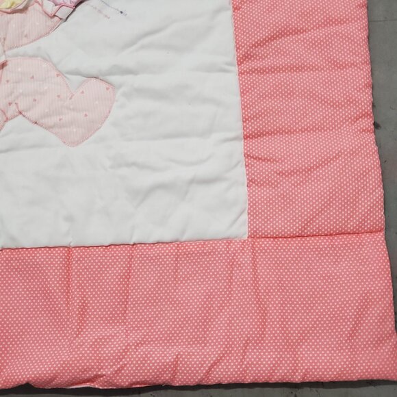 Vintage Muppet Babies Nursery Quilt Blanket With Miss Piggy Appliqué Pink Hearts - Picture 9 of 9